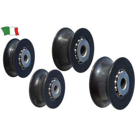 PULEGGIA IN DELRIN® CON CALOTTA E SFERE IN ACCIAIO INOX