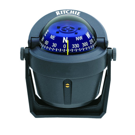 Ritchie Explorer Compas - Quadrante con staffa regolabile e illuminazione notturna verde da 12 V (grigio, 2 3/4")