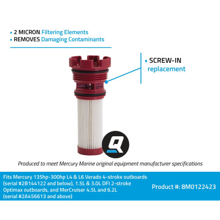 Quicksilver 8M0122423 Fuel Filter Element - Mercury and Mariner Outboards and MerCruiser Stern Drive Engines