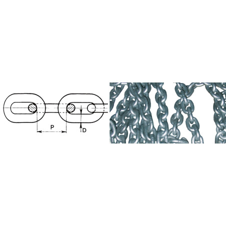 CATENA CALIBRATA ZINCATA  DIAM. 6 MM 25 METRI LINEARI 
